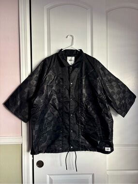 Vans RARE Black Checkerboard Black Embossed Coaches Jacket